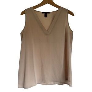 NWOT Forever 21 Women's Beige Sleeveless V Neck Sheer Blouse Top - Size S